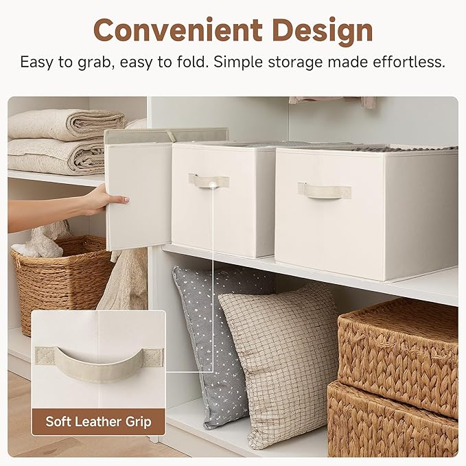 StorageWorks Fabric Closet Organizers and Storage Bin, Foldable Shelf Baskets - Image 6