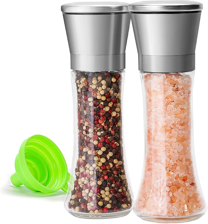 Premium Stainless Steel Sea Salt and Pepper Grinder Set of 2 by MJINGMEI
