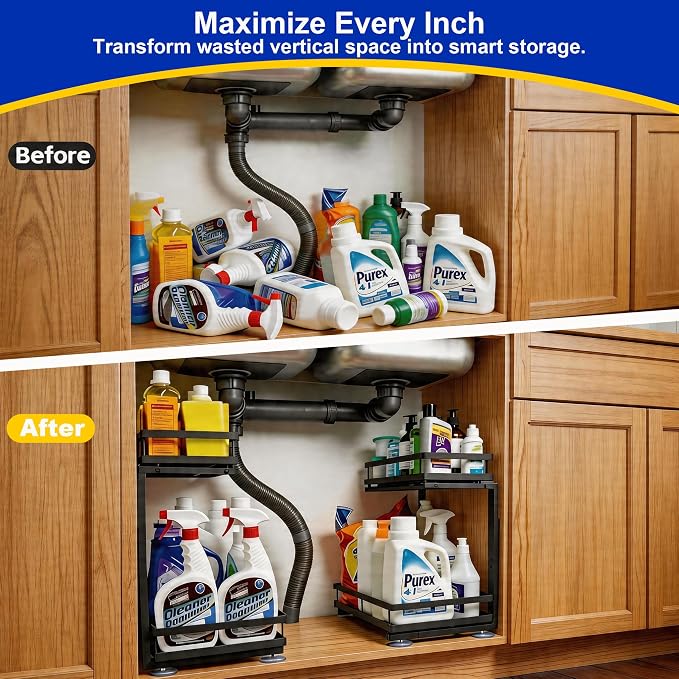 Under Sink Organizer, Dual-Rail Ball-Bearing, Under Kitchen Sink Organizer - Image 5