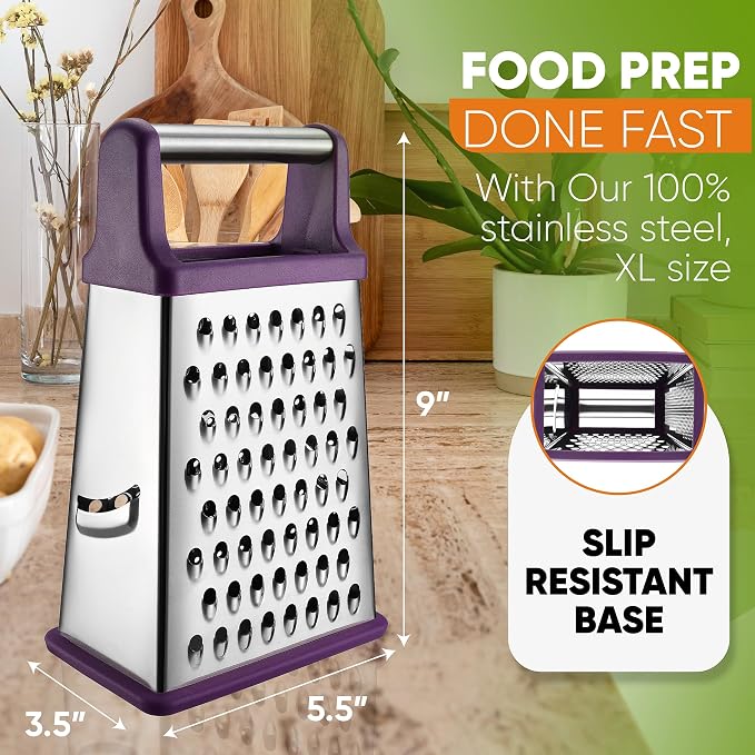 Spring Chef Purple Professional Stainless Steel XL Parmesan Cheese Grater - Image 4