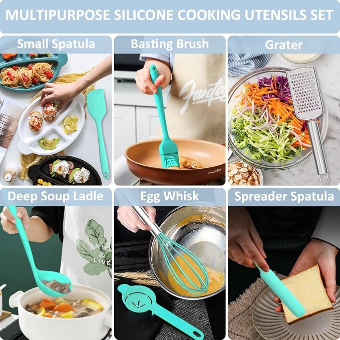 Silicone Kitchen Utensils Set, 16-Piece Silicone Cooking Utensils by Deedro - Image 7