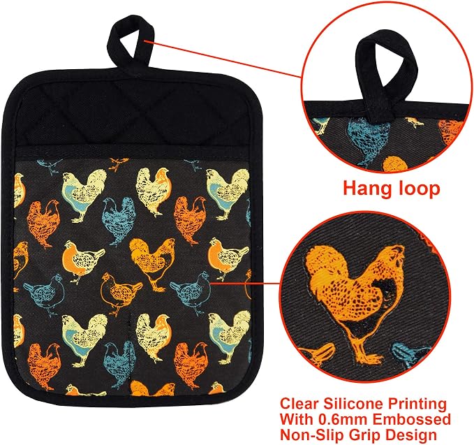 Pot Holders Set of 2 Heat Resistant 480 ℉Non Slip Clear Silicone Printed - Image 3