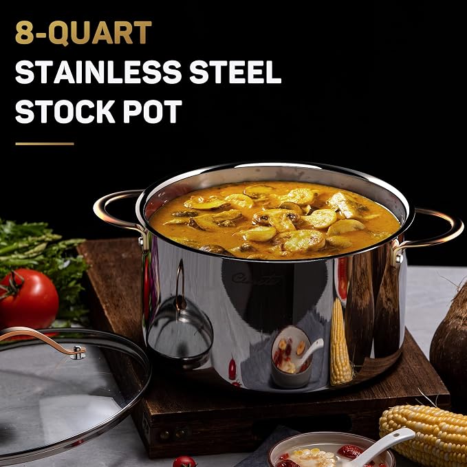 Ciwete 8 Quart Stock Pot, 3 Ply Whole Clad Stainless Steel Stock Pot, 8 QT - Image 7