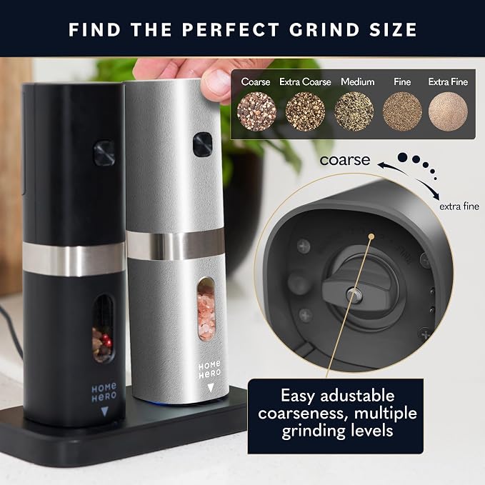Home Hero Electric Salt and Pepper Grinder Set - Image 3