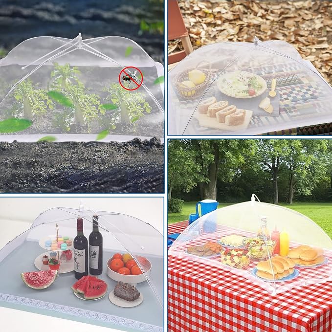 JULBEAR 4 Pcs Extra Large Mesh Food Cover Tent Umbrella Food Screen Covers - Image 6
