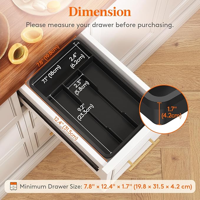 Lifewit Silverware Drawer Organizer Tray, Plastic Cutlery Storage - Image 2