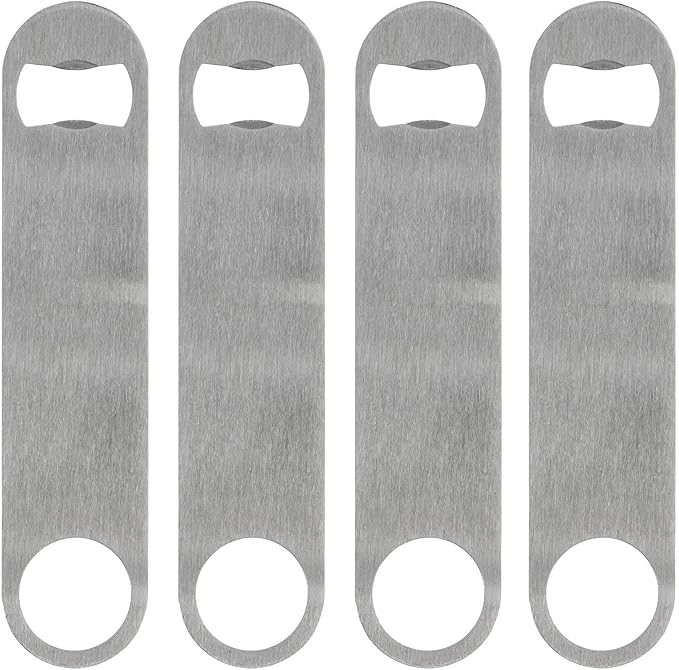 KISEER Heavy Duty Stainless Steel Flat Bottle Opener, 4 Pack Beer Bottle Opener by KISEER