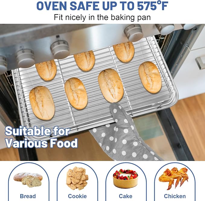 TeamFar Cooling Rack, 16.6” x 11.45” Stainless Steel Wire Baking Rack - Image 4