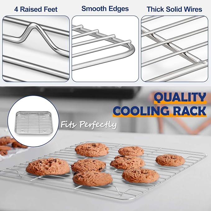 9 Inch Baking Sheet Pan with Rack Set, Joyfair Stainless Steel Toaster Oven - Image 4