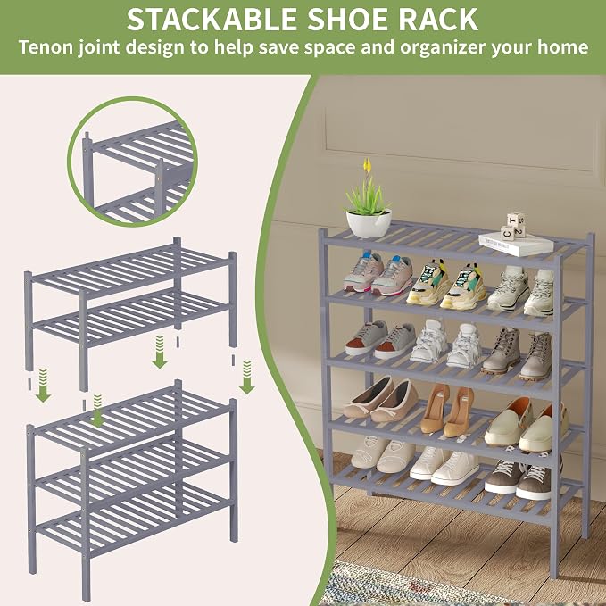 ROMGUAR CRAFT 3 Tier Bamboo Shoe Rack - Image 5
