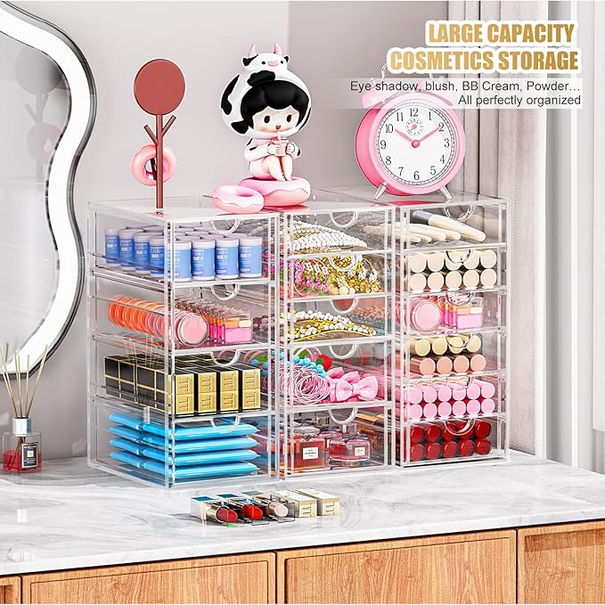 Acrylic 3 Pack Desk Organizers and Accessories, Makeup Organizer Storage - Image 2