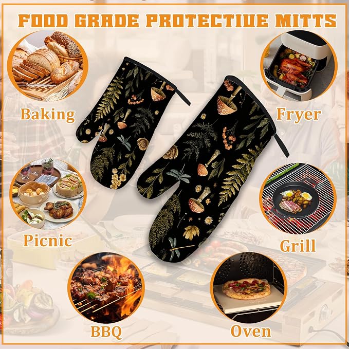 Mushroom Forest Plant Oven Mitts and Pot Holders, Dragonfly Heat Resistant Oven - Image 5
