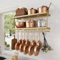 KES 30-Inch Gold Pot Rack Wall Mounted, 2-Tier Hanging Pot and Pan Organizer by KES