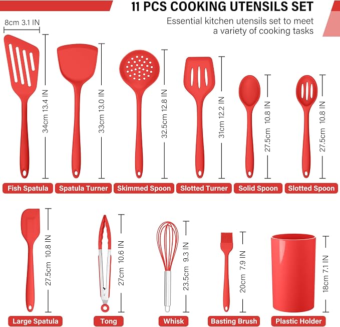 HaWare 11 PCS Silicone Cooking Utensils Set, Heat Resistant Kitchen Utensils - Image 2