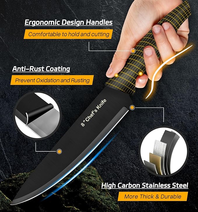 XANAPON Knife Set, 14 Pieces Kitchen Knife Set, High Carbon German Stainless - Image 3