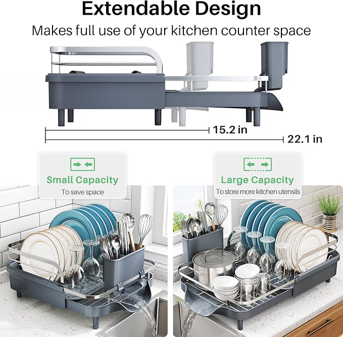 SNTD Dish Drying Rack, Expandable Dish Rack - Image 2