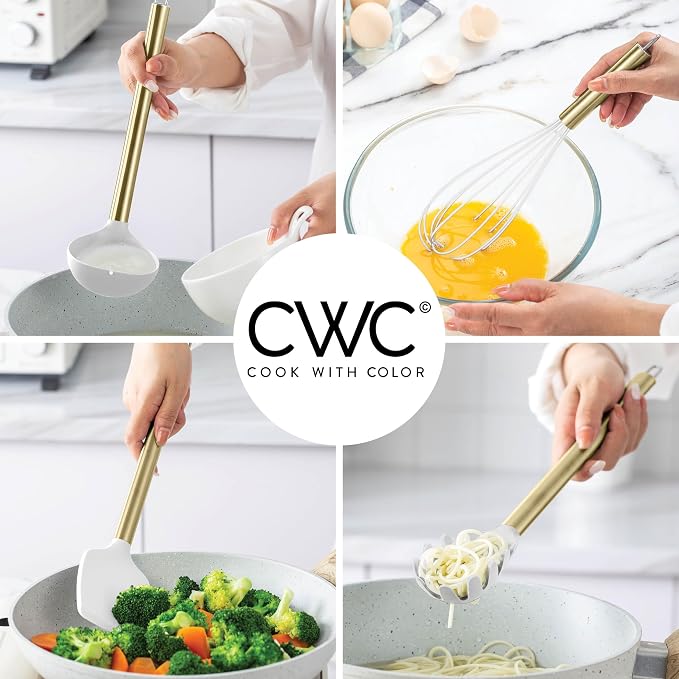 COOK WITH COLOR Silicone Cooking Utensils, Kitchen Utensil Set, Cooking Utensils - Image 4