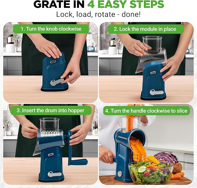 NutriChef 5 in 1 Cheese Grater & Shredder | 5 Different Blades - Image 2