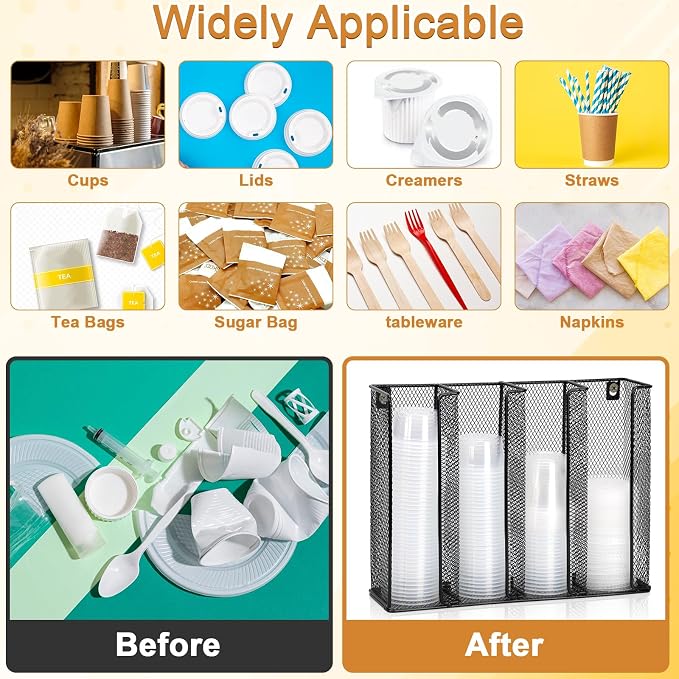 Wall Mount Portion Sauce Cup Lid Organizer 4 Compartments Iron Sauce Cup - Image 4