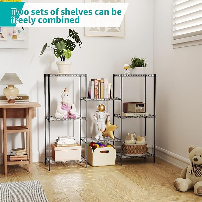 BestOffice | 4-Tier Wire Storage Shelves | 12"D x 18"W x 44"H | Black | - Image 7