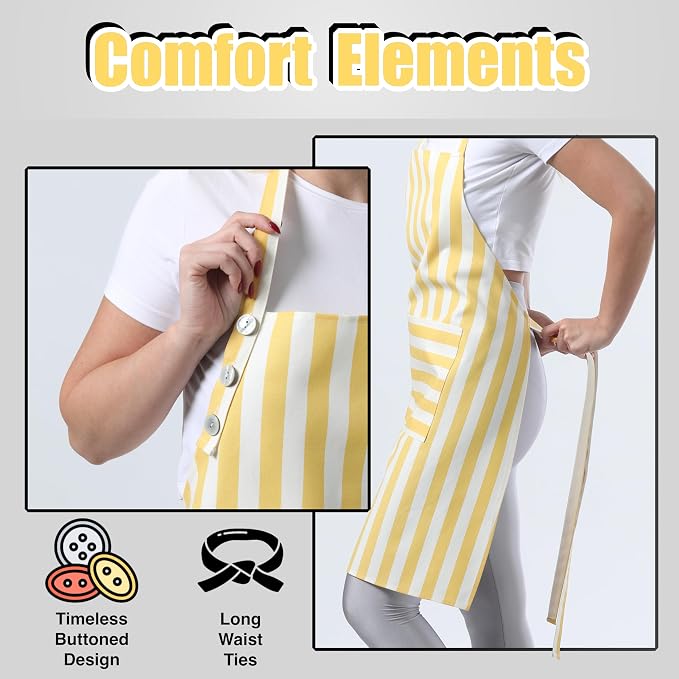 TOSHEX Kitchen Apron Waterdrop Resistant Cotton Apron - Image 5