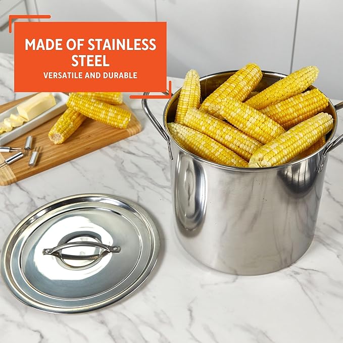 IMUSA 16Qt Stainless Steel Stock Pot - Image 3