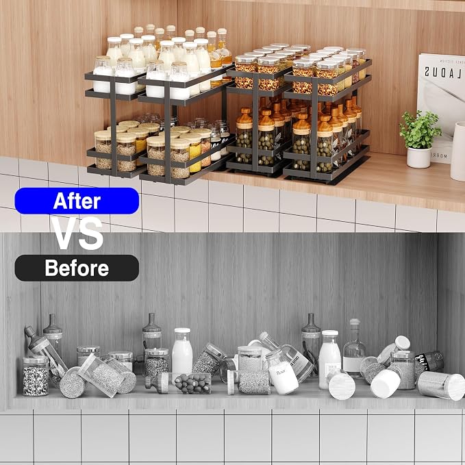 Mustorn 4 Pack Pull Out Spice Rack Organizer - Image 9