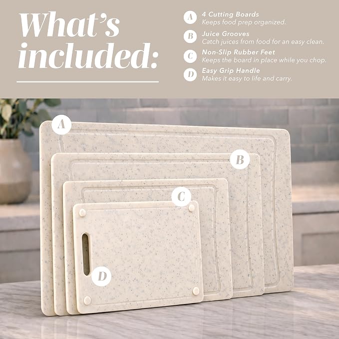 COOK WITH COLOR Non-Slip Cutting Board Set – Kitchen Essentials with Easy Grip - Image 2