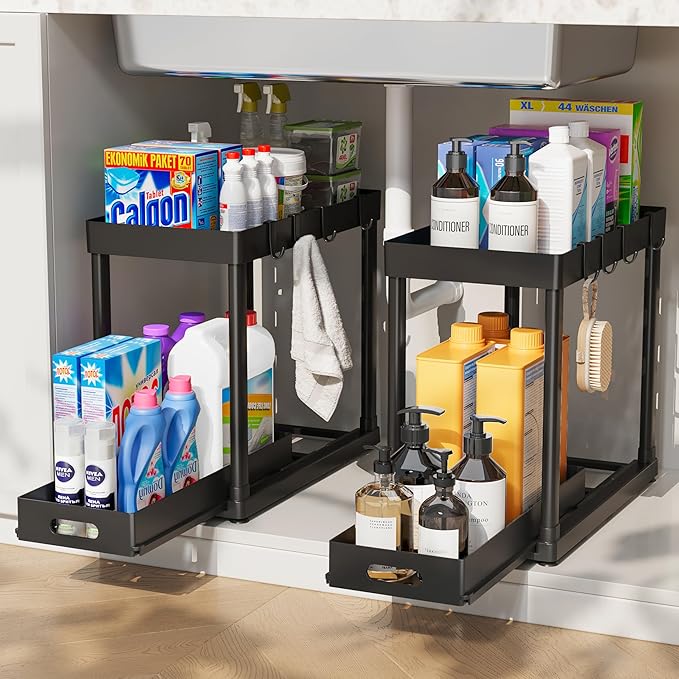 2 Pack Pull-Out Storage Organizers, Under Sink Organizer and Storage by Pougny