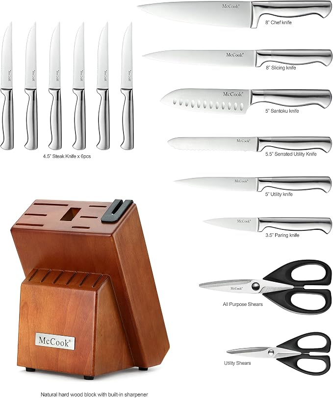 McCook® Knife Sets, German Stainless Steel Kitchen Knife Block Sets - Image 2