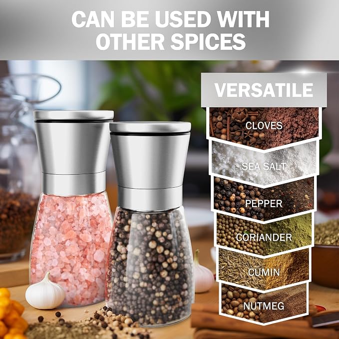 Home EC Original Stainless Steel Sea Salt and Pepper Grinder Set of 2 - Image 4