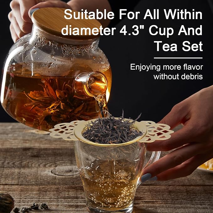 2 Pack Tea Strainers with Drip Bowls Stainless Steel Mesh Tea Infusers Loose - Image 6