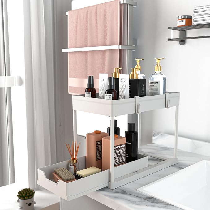 MEAFBIRD 2 Pack Under Sink Organizer, 2 Tier Bathroom Cabinet Organizer - Image 6