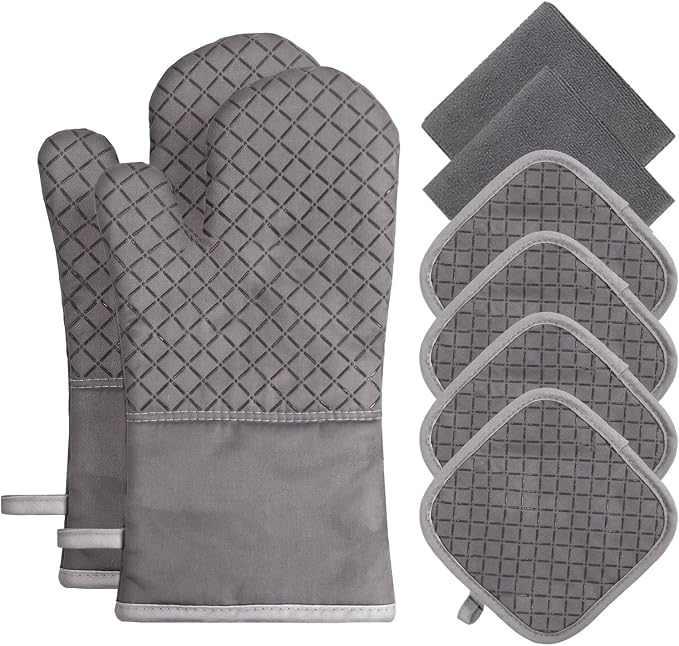 Oven Mitts and Pot Holders 8pcs Set, Cotton Oven Glove by Owfeel