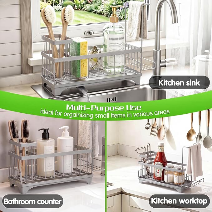 VOOWO Sponge Holder for Kitchen Sink, Compact Sink Caddy - Image 7