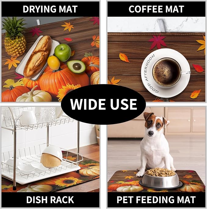AutumnThanksgiving Pumpkin Dish Drying Mat - Image 7