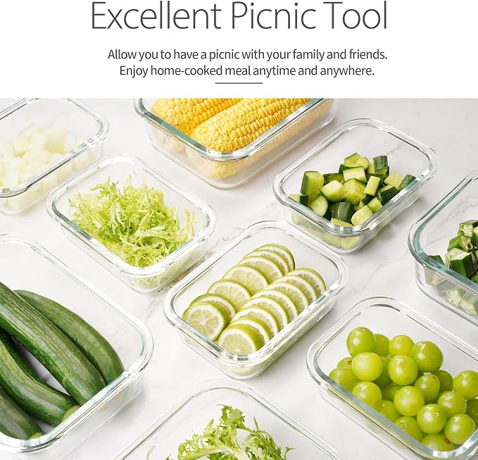 AILTEC 10 Pack Glass Meal Prep Containers, Glass Food Storage Containers - Image 2