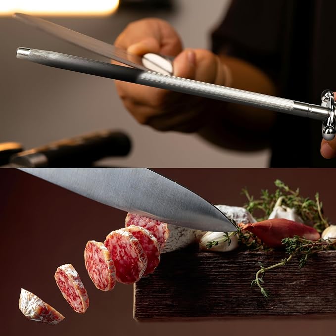 Knife Sharpener Rod, Kitchen Knives Sharpener Carbon Steel Professional Knife - Image 4