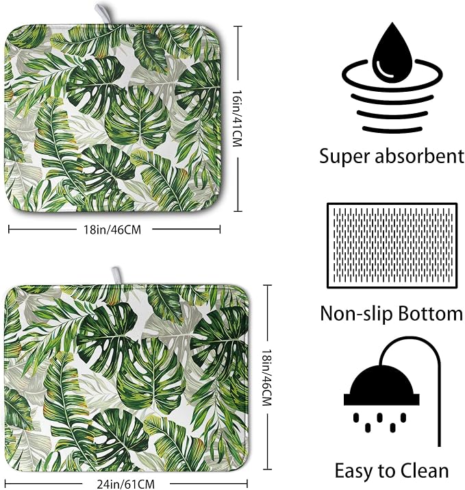 Tropical Palm Leaves Dish Drying Mat - Image 2