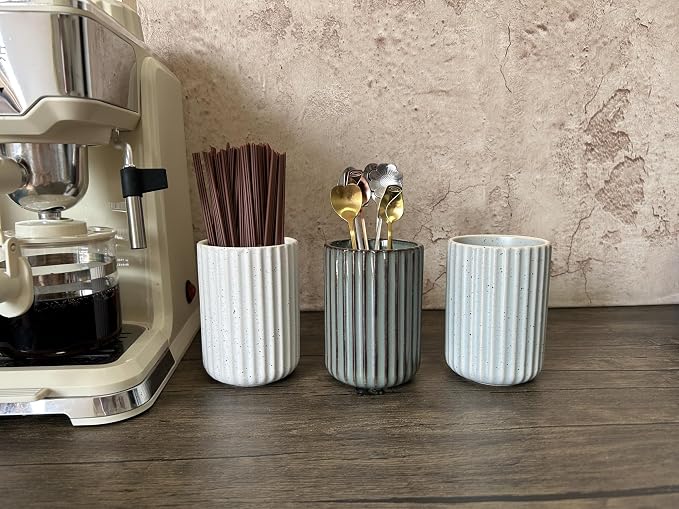 TOPYOKK Stoneware Coffee Bar Utensil Holder Tea & Coffee Spoon & Stirrer Holder - Image 2