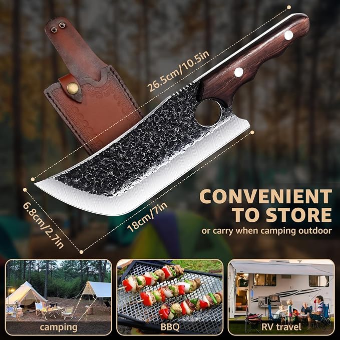 DRGSKL Hand Forged Meat Cleaver Knife Fathers Butcher Knives - Image 4