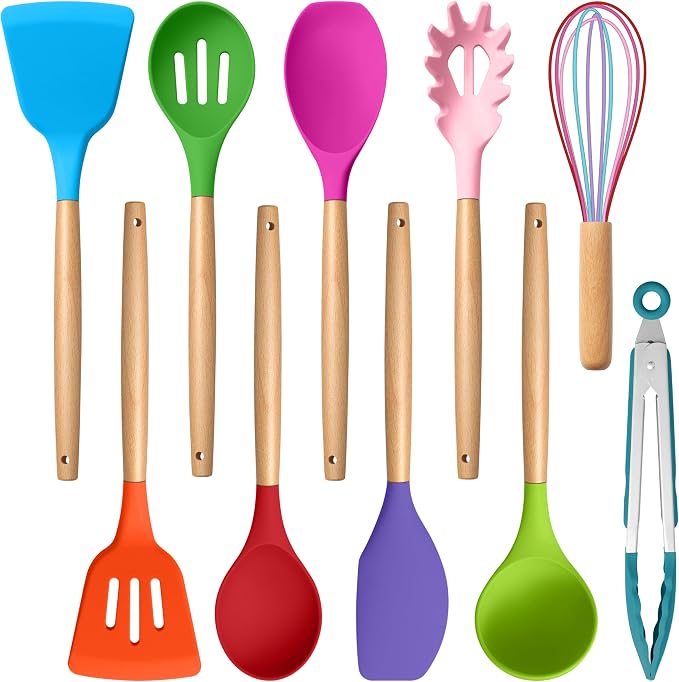 E-far Silicone Cooking Utensils Set, 10-Piece Kitchen Utensils Set by E-far