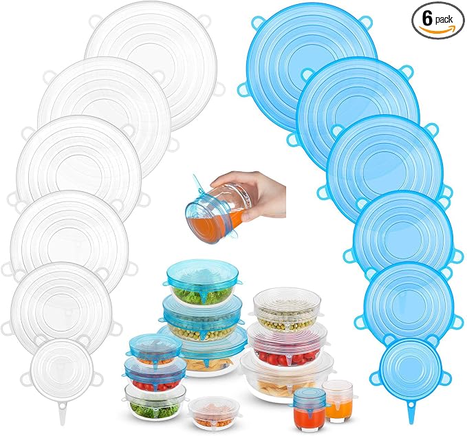 Silicone Stretch Lids, Zero Waste Reusable Silicon Container Lid Covers by DAILYKISN