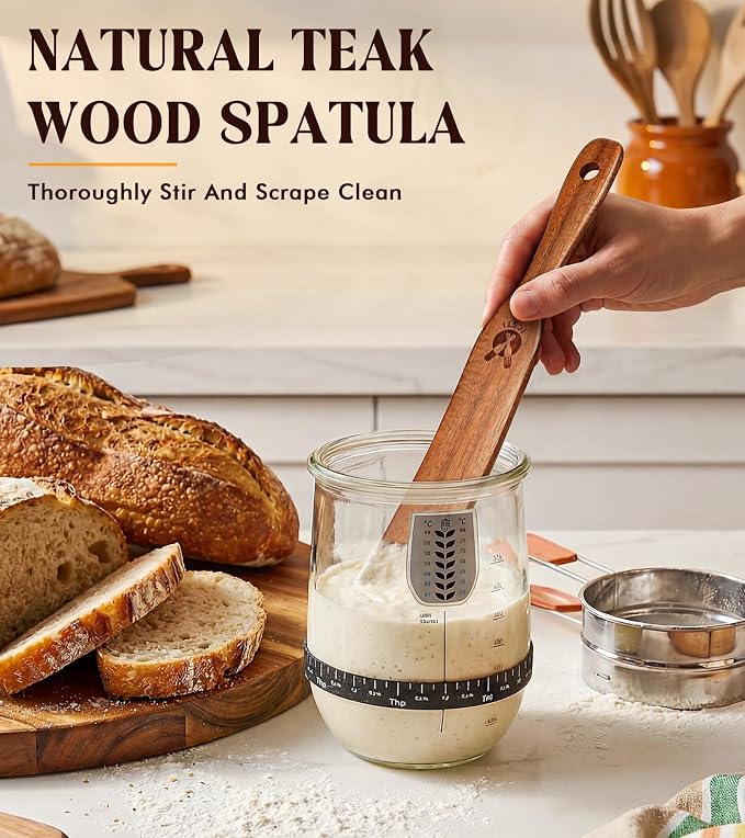 2 Pack Wooden Spurtle for Sourdough Starter, Reaching Bottom of Jar, Dough Whisk - Image 4