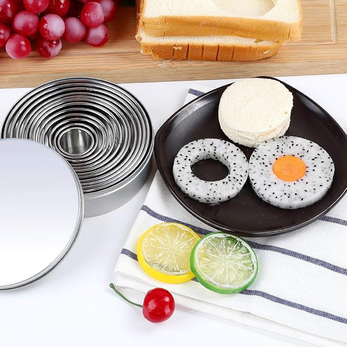 Round Cookie Cutters Set 12 Pieces Bistcuit Cookie Cutters Circle Pastry - Image 8
