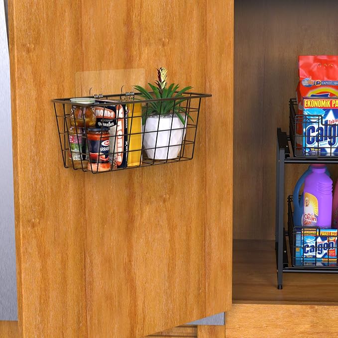 MaraFansie Hanging Kitchen Baskets Wire Storage Basket Over the Cabinet Door - Image 2