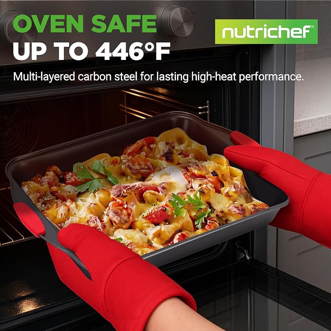 NutriChef Non-Stick Kitchen Oven Baking Pans-Deluxe & Stylish Nonstick Gray - Image 2