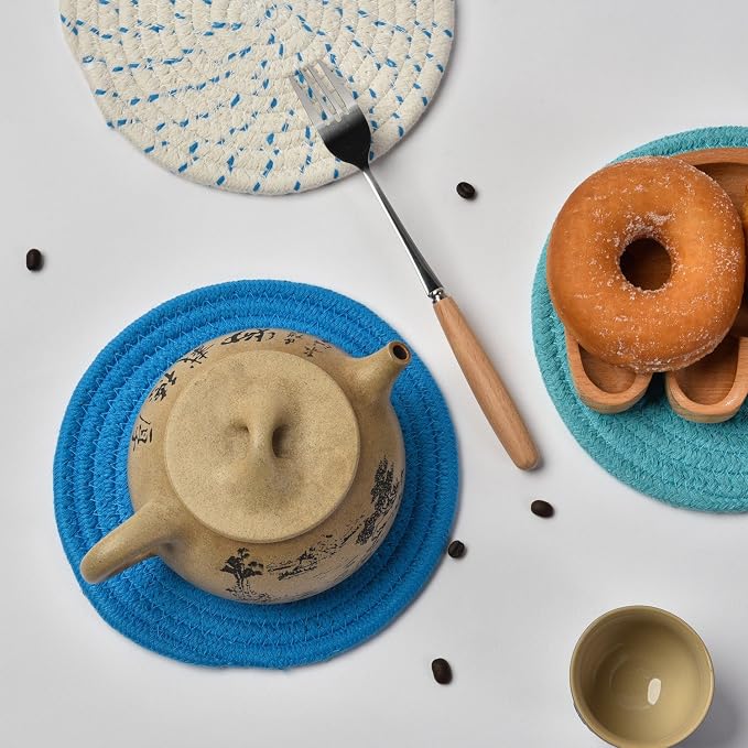 Kitchen Pot Holders Set Trivets Set 100% Pure Cotton Thread Weave Hot Pot - Image 7