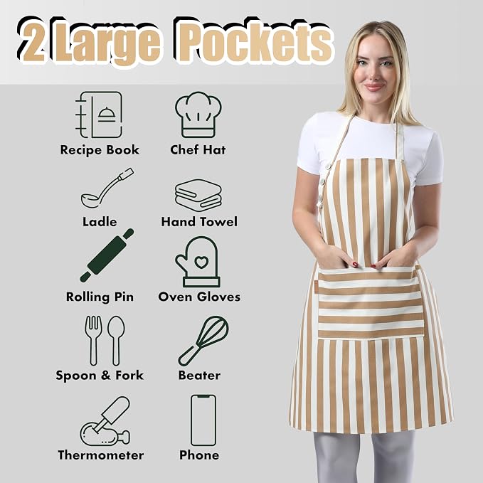 TOSHEX Kitchen Apron Waterdrop Resistant Cotton Apron - Image 3