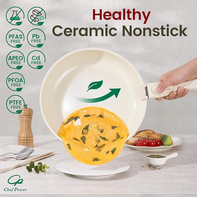 Chef Power Ceramic Nonstick Pots and Pans Set 19 Piece - Image 4
